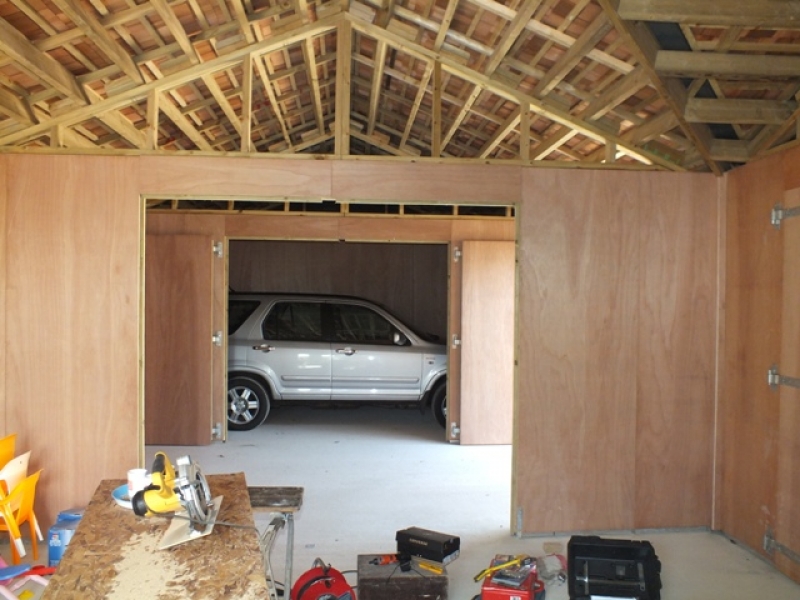 interior design of a wooden garage